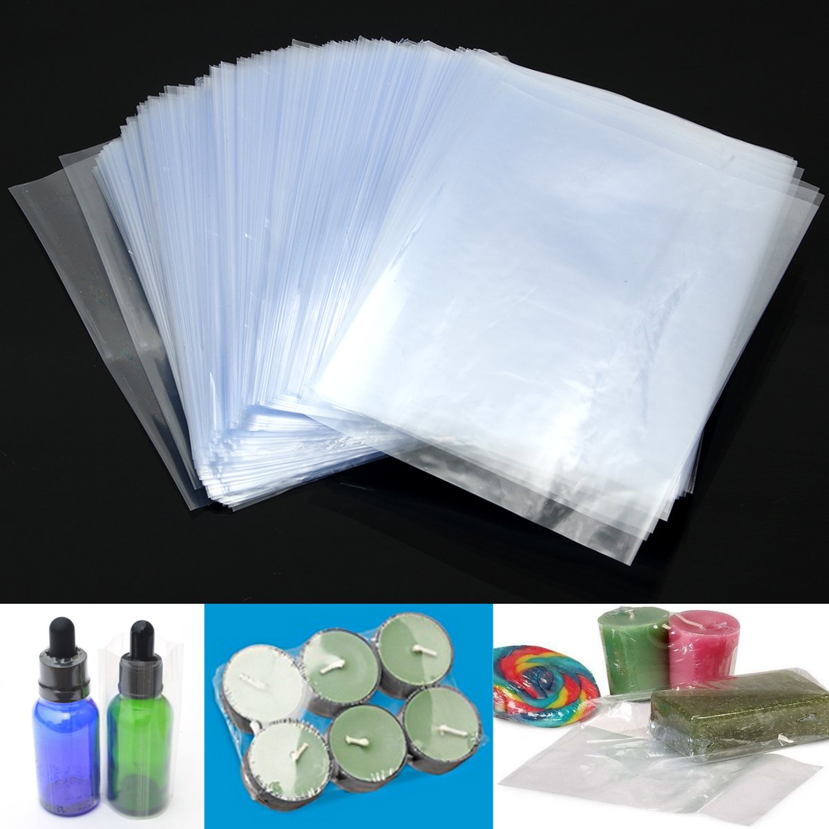 200Pcs-PVC-Heat-Shrink-Wrap-Bags-Clear-Film-DIY-Crafts-Gifts-Bottle-Packaging-Bags-1197111