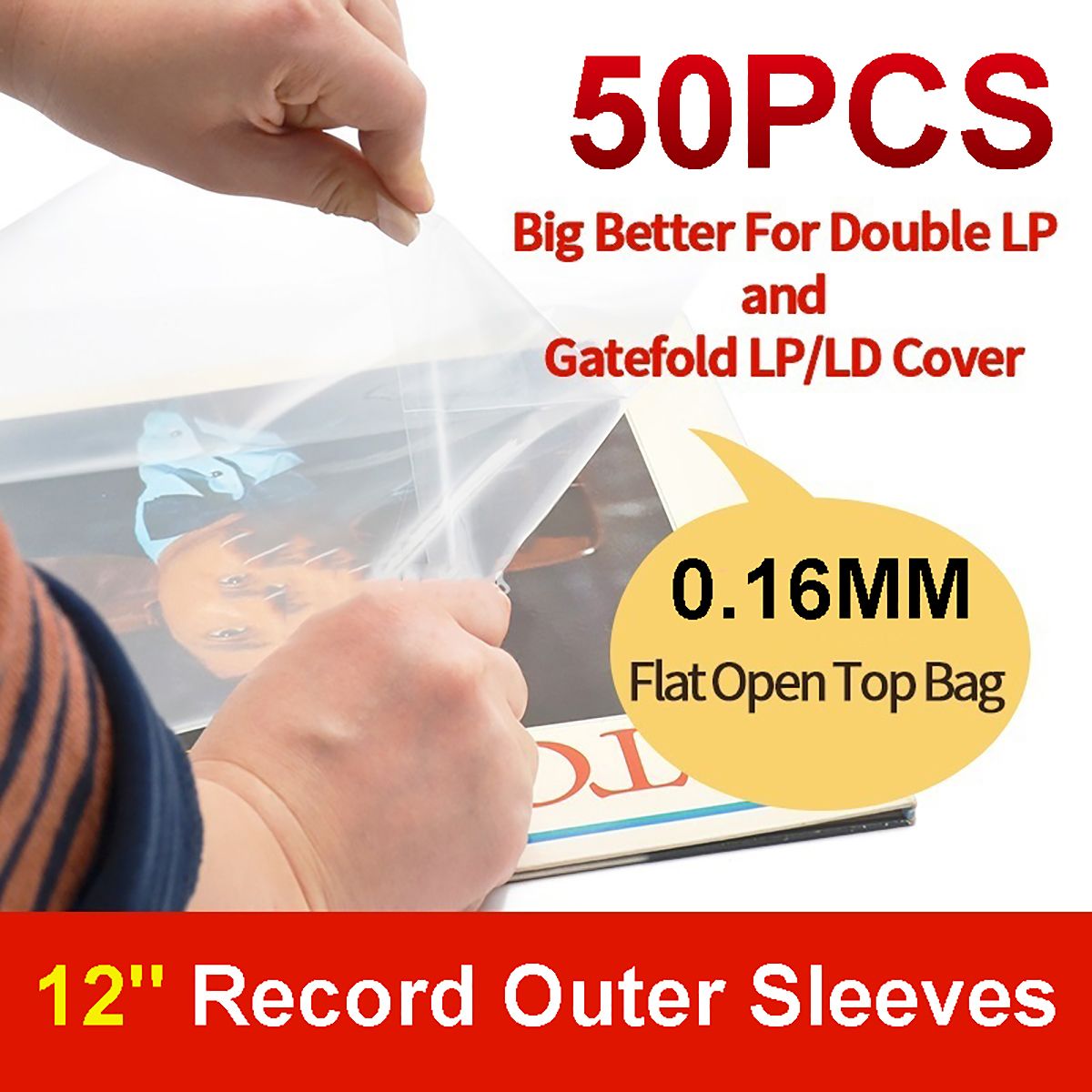 30-Flat-Open-Top-Bag-67Mil-Strong-Cover-Plastic-Vinyl-Record-Outer-Sleeves-for-12-Double--Gatefold-2-1732671