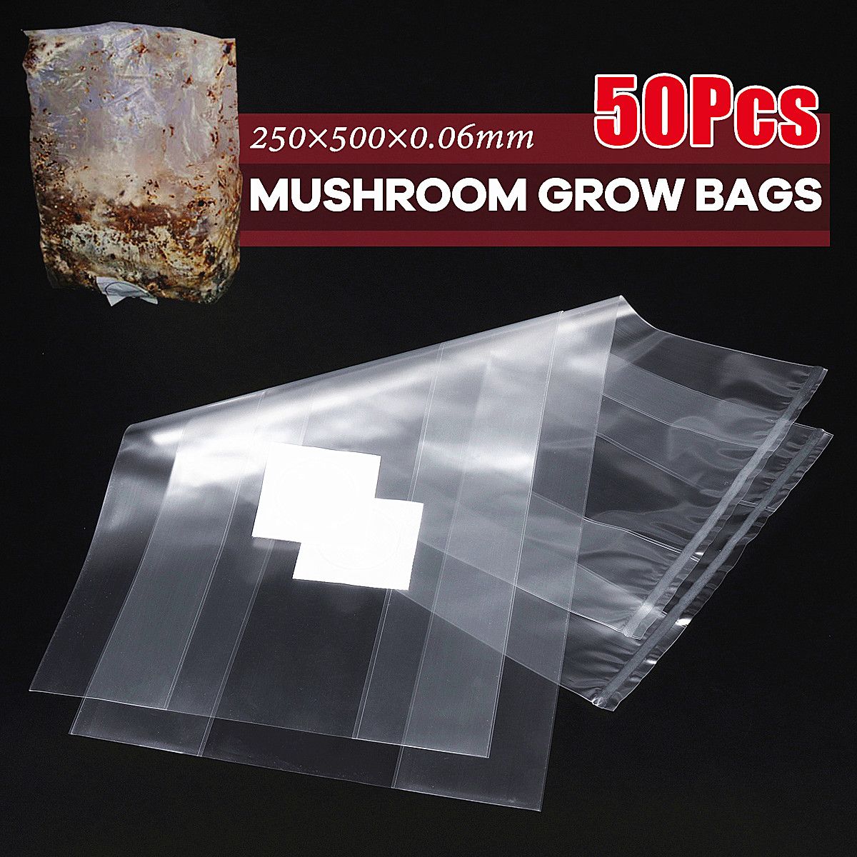 50Pcs-250x500x006mm-PVC-Mushroom-Grow-Bag-Substrate-High-Temp-Pre-Sealable-1542627