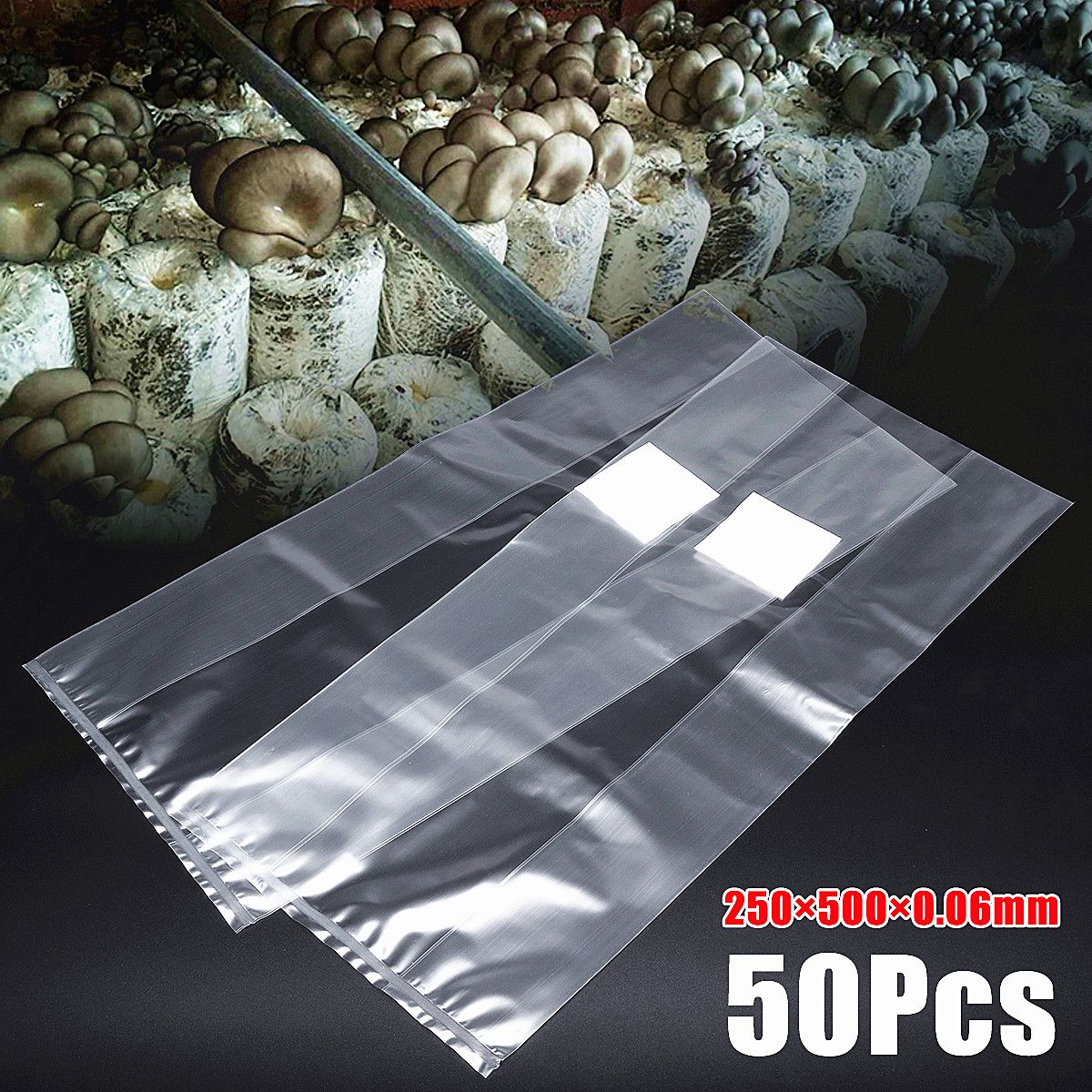 50Pcs-250x500x006mm-PVC-Mushroom-Grow-Bag-Substrate-High-Temp-Pre-Sealable-1542627