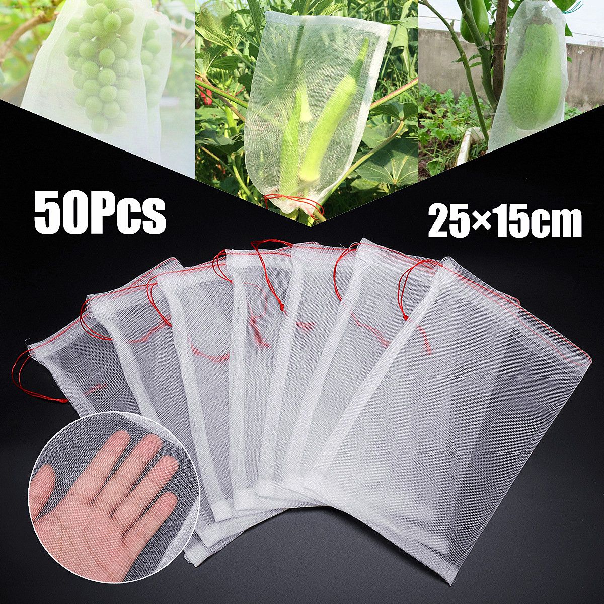 50Pcs-Agriculture-Garden-Drawstring-Mesh-Net-Bag-Fruit-Vegetable-Plant-Protect-Anti-Insect-Bird-1354622