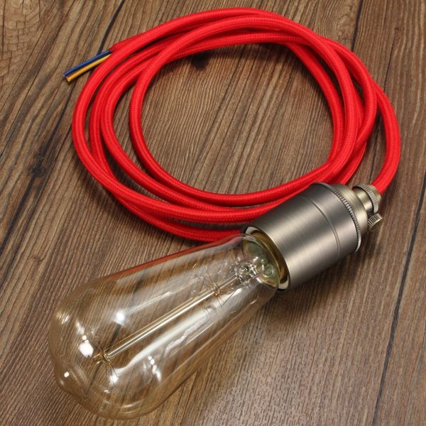 2M-E27E26-Vintage-Fabric-Cable-Pendant-Light-Hanging-Filament-Lamp-Bulb-Holder-Socket-1058315