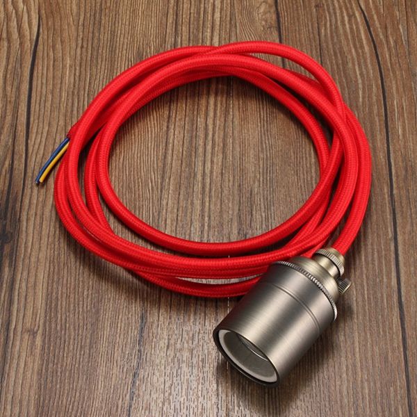 2M-E27E26-Vintage-Fabric-Cable-Pendant-Light-Hanging-Filament-Lamp-Bulb-Holder-Socket-1058315