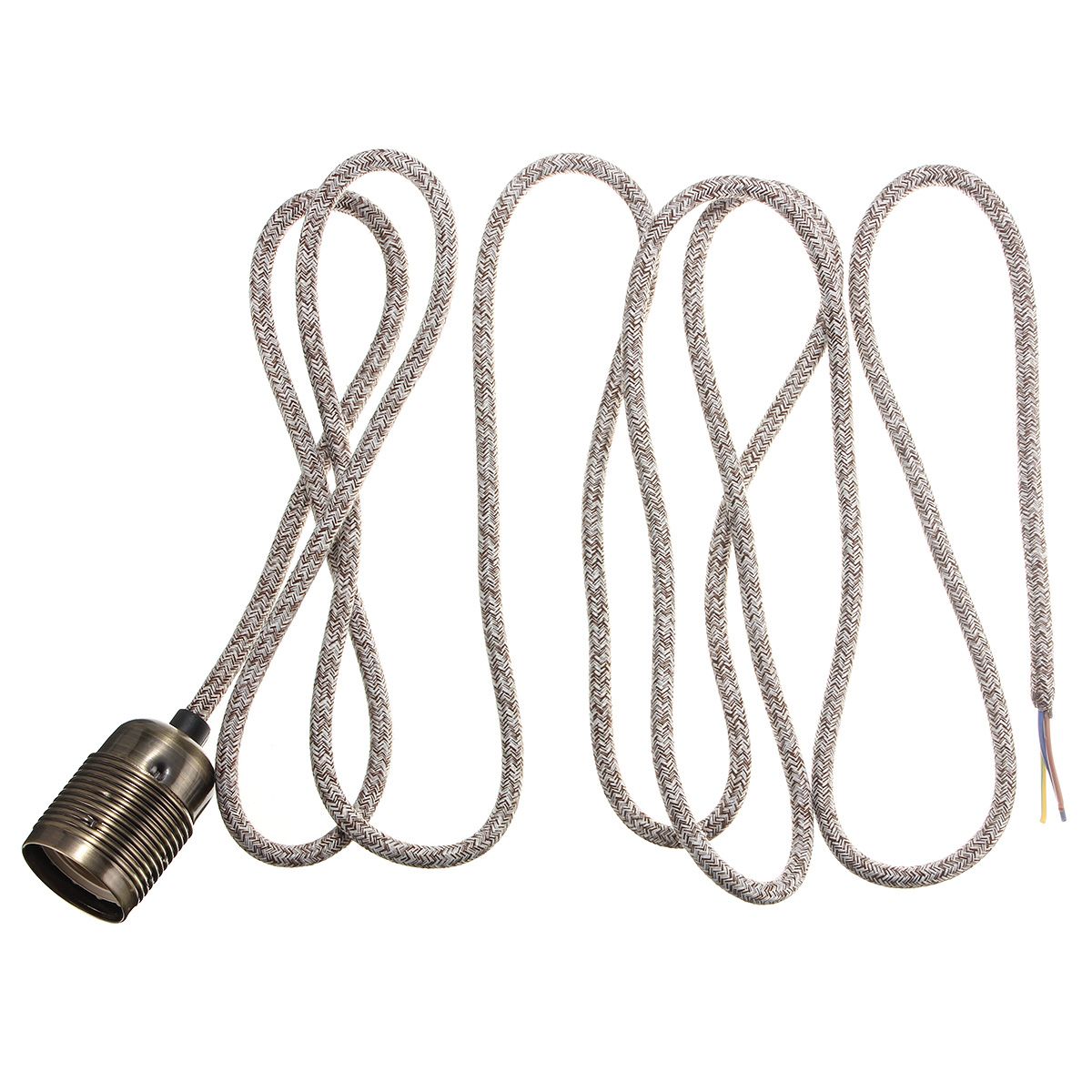 4M-Wire-Vintage-Fabric-Flex-Cable-E27-Bulb-Adapter-Lamp-Holder-Socket-Pendant-Light-1428716