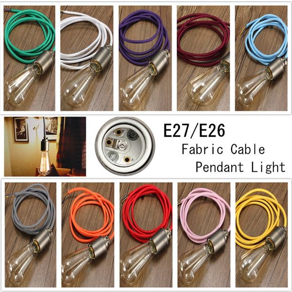 E27E26-2M-Vintage-Fabric-Cable-Pendant-Light-Filament-Lamp-Bulb-Holder-Socket-1058314