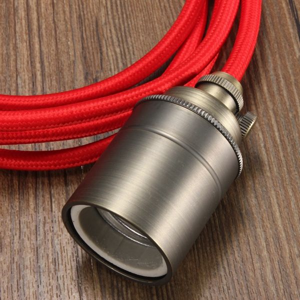 UK-Plug-E27E26-2M-Vintage-Fabric-Cable-Pendant-Light-Filament-Lamp-Bulb-Holder-Socket-1058317