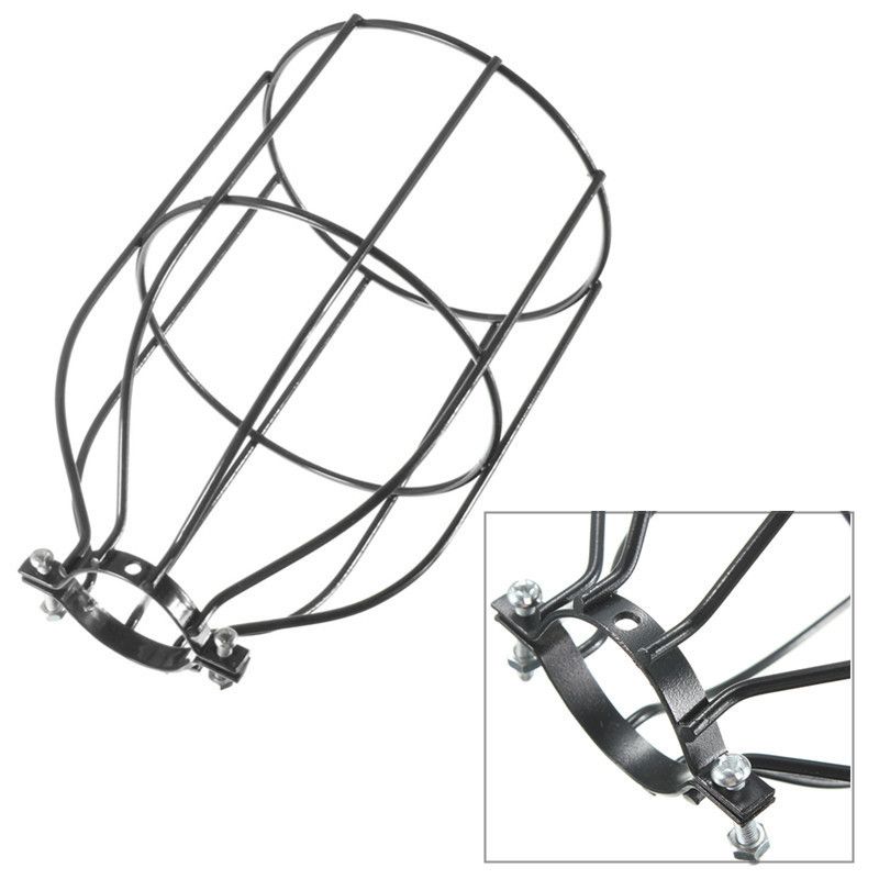 Vintage-Industrial-Steel-Light-Bulb-Guard-Clamp-On-Metal-Pendant-Light-Lamp-Cage-993185