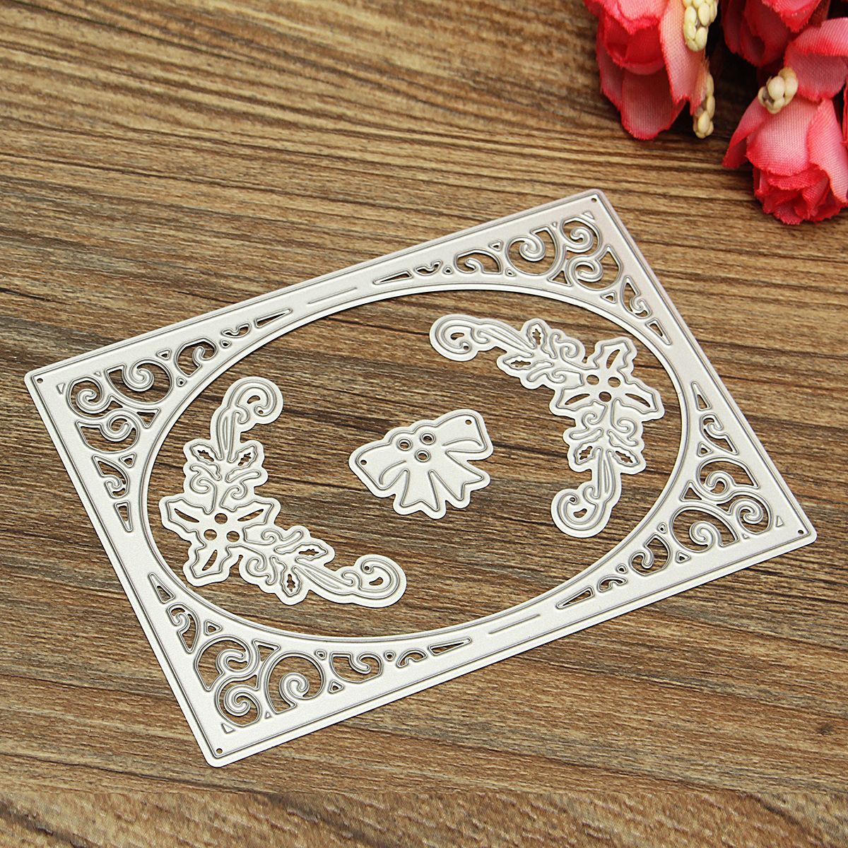 4-in-1-8x113cm-Frame-Flower-Bowknot-Scrapbook-Photo-Album-Paper-Work-Card-DIY-Cutting-Dies-1401257