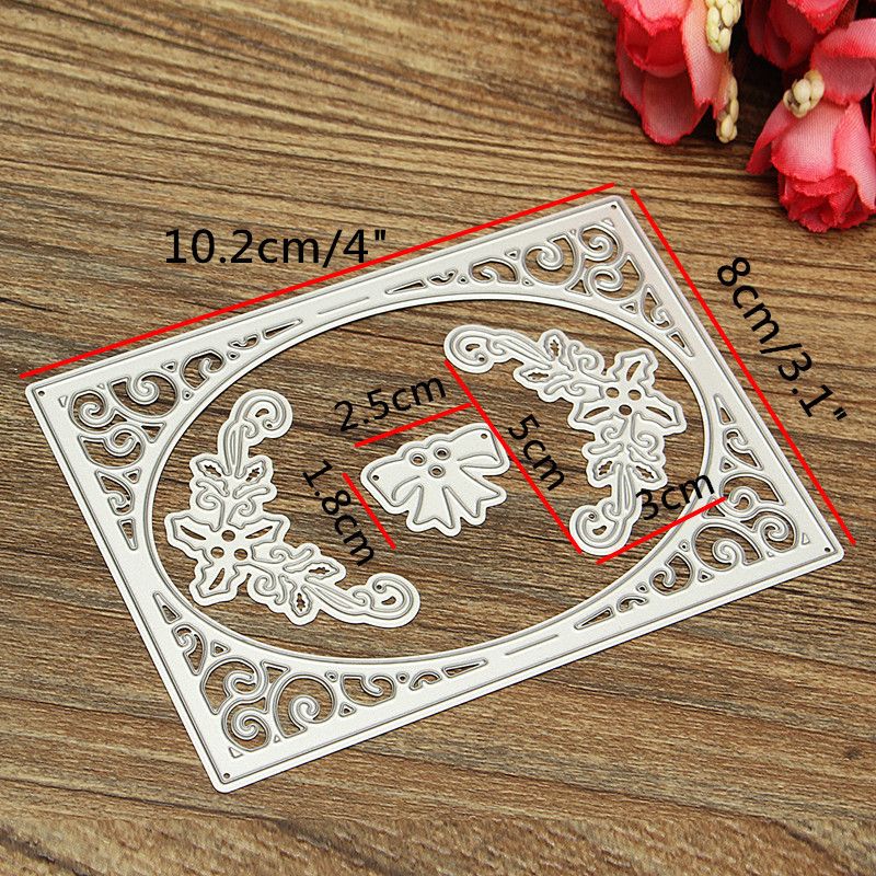 4-in-1-8x113cm-Frame-Flower-Bowknot-Scrapbook-Photo-Album-Paper-Work-Card-DIY-Cutting-Dies-1401257