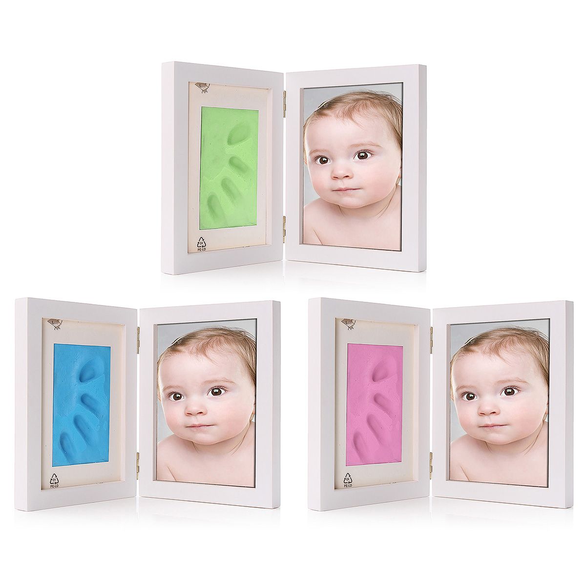 7-Inch-New-Born-Baby-Hnad-Foot-Print-Clay-Wood-Photo-Frame-Stand-Home-Decor-1632990