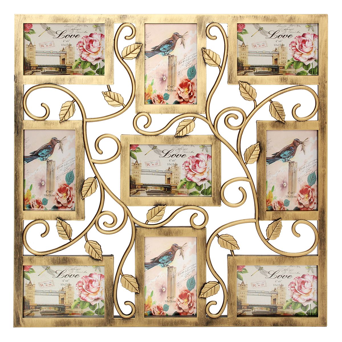 Bronze-Floral-Wall-Hanging-Collage-Photo-Frames-Picture-Display-Decor-Gift-6X4inch-1237802