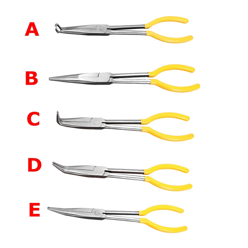11-Long-Needle-Nose-Pliers-Straight-Wire-Cutter-Bent-Tip-Mechanics-Repair-Tool-1315589