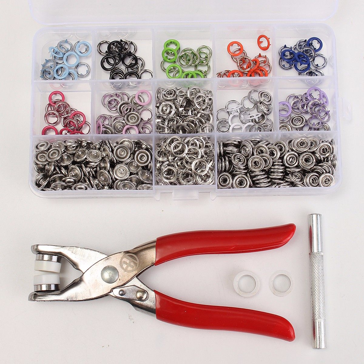 150-Sets-95mm-10-Colors-Prong-Ring-Press-Studs-Snap-Fasteners-Dummy-Clip-Pliers-1149205
