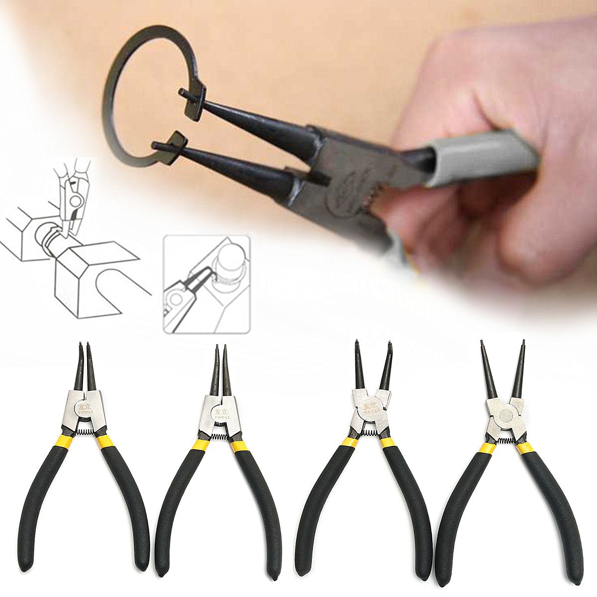 4Pcs-Snap-Ring-Pliers-Plier-Set-7inch-Circlip-Combination-Retaining-Clip-Tools-1188841