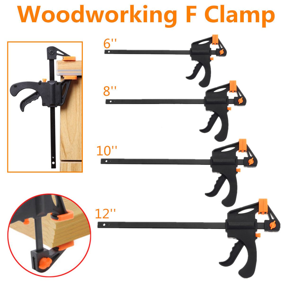 681012-Inch-Wood-Working-Bar-F-Clamp-Grip-Ratchet-Release-Squeeze-Hand-Tool-1243566