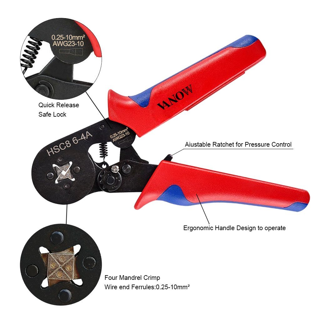 DANIU-23AWG-to-10AWG-Self-Adjusting-Ratcheting-Ferrule-Crimper-Plier-Tool-with-800pcs-Connector-Term-1315299