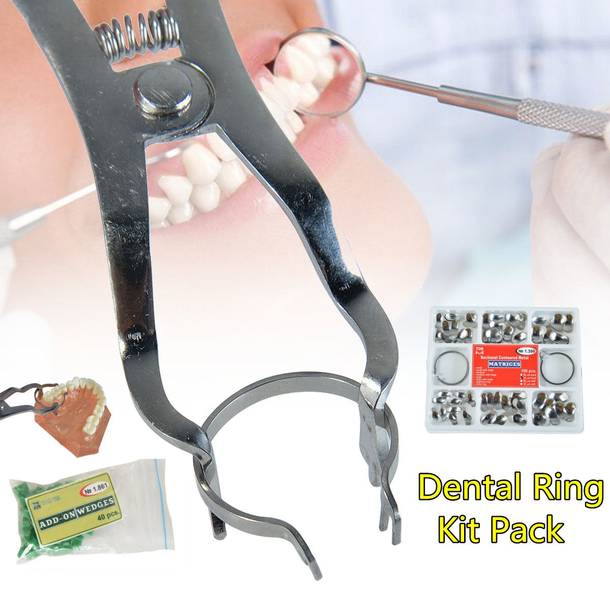 Dental-Set-of-Sectional-Contoured-Matrices-Matrix-Ring-Delta-Add-On-Wedges-Plier-Dental-Tools-1390432