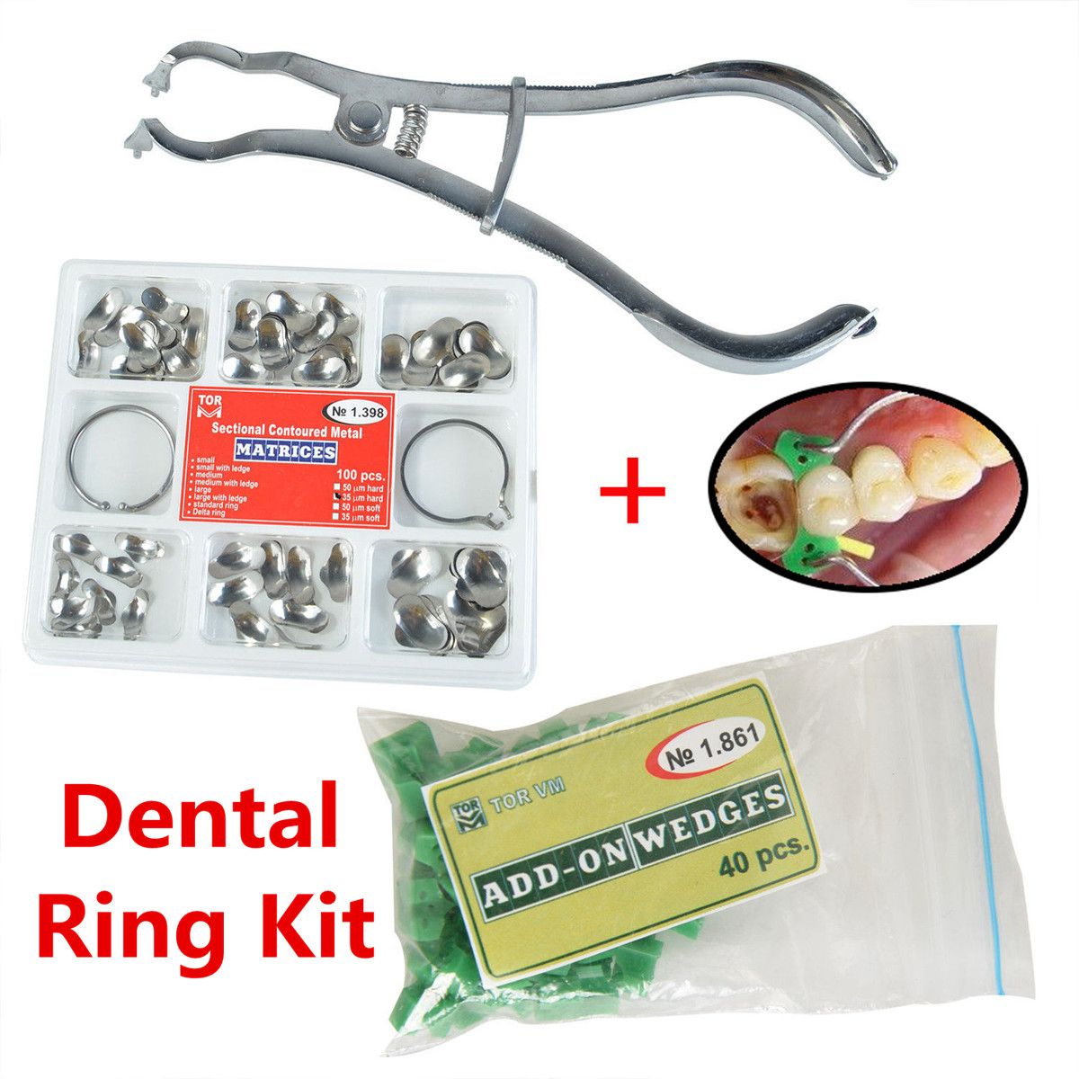 Dental-Set-of-Sectional-Contoured-Matrices-Matrix-Ring-Delta-Add-On-Wedges-Plier-Dental-Tools-1390432