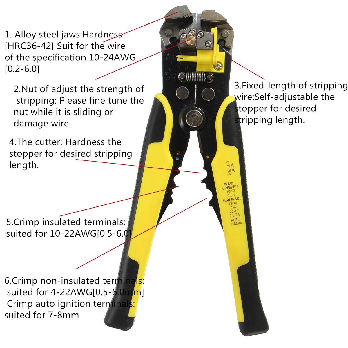 Drillpro-Multifunctional-Ratchet-Crimping-Tool-Wire-Strippers-Terminals-Pliers-1218984