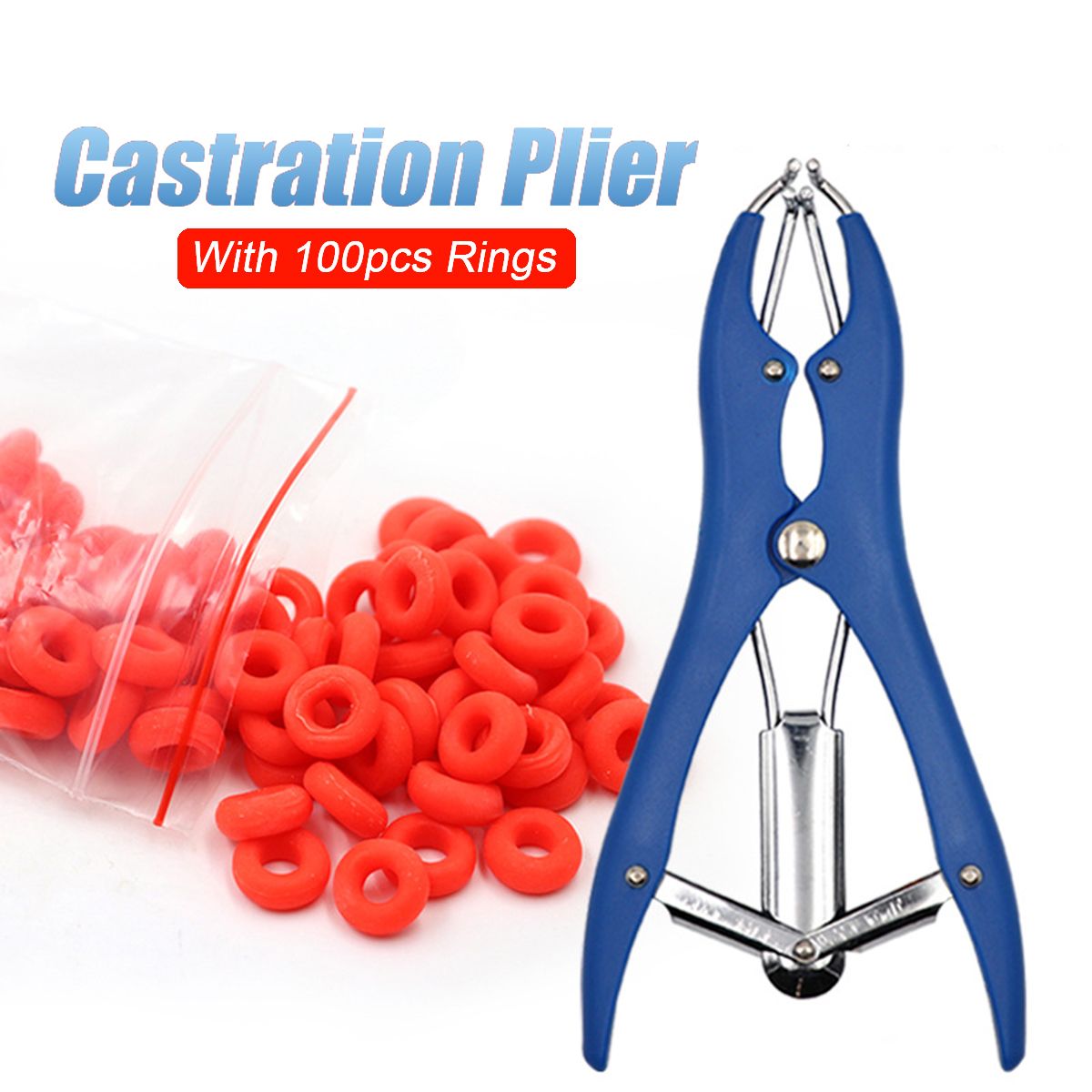 Elastrator-Plastic-Castration-Pliers-Tail-Docking-Dogs-Pigs-Livestock-100-Bands-1693876