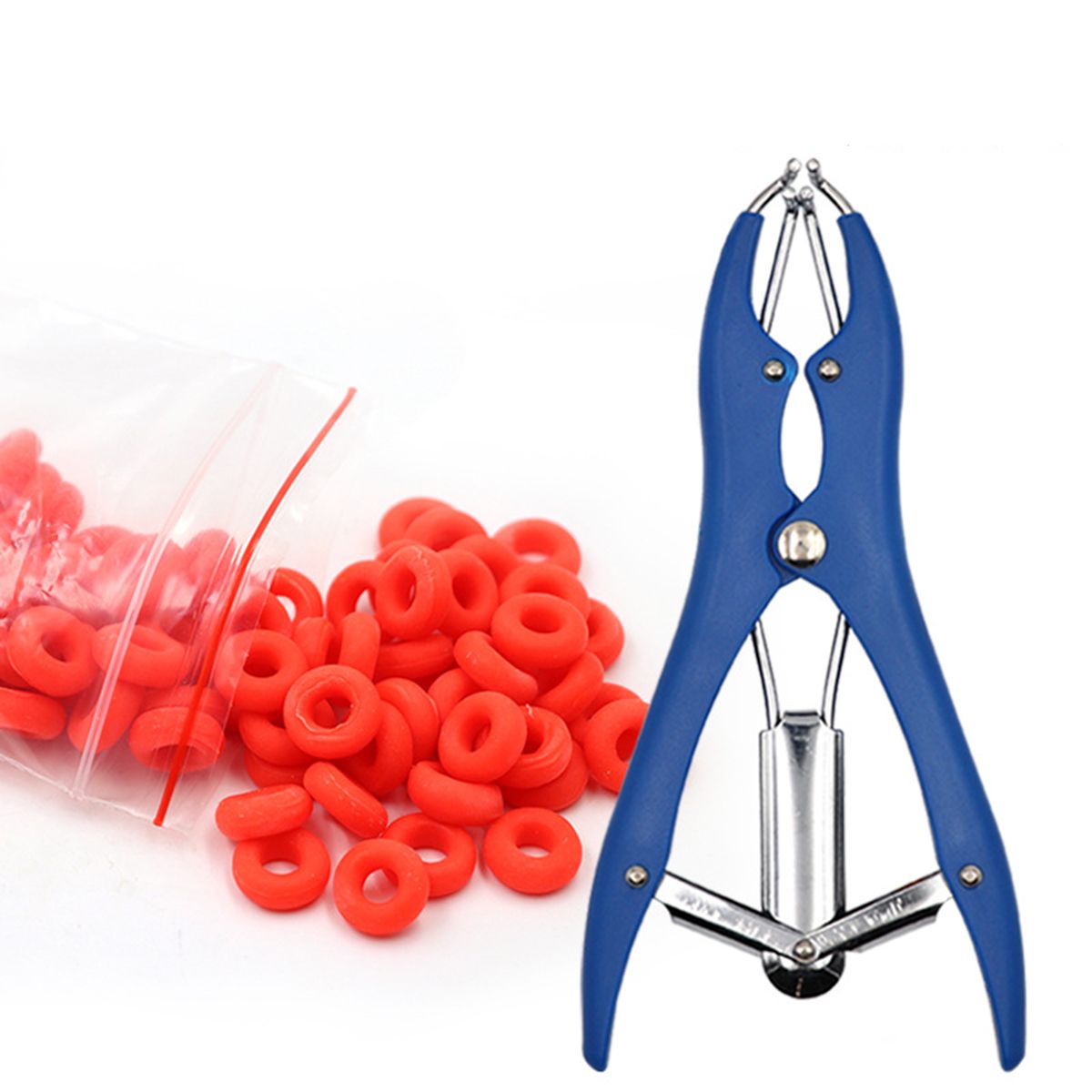 Elastrator-Plastic-Castration-Pliers-Tail-Docking-Dogs-Pigs-Livestock-100-Bands-1693876