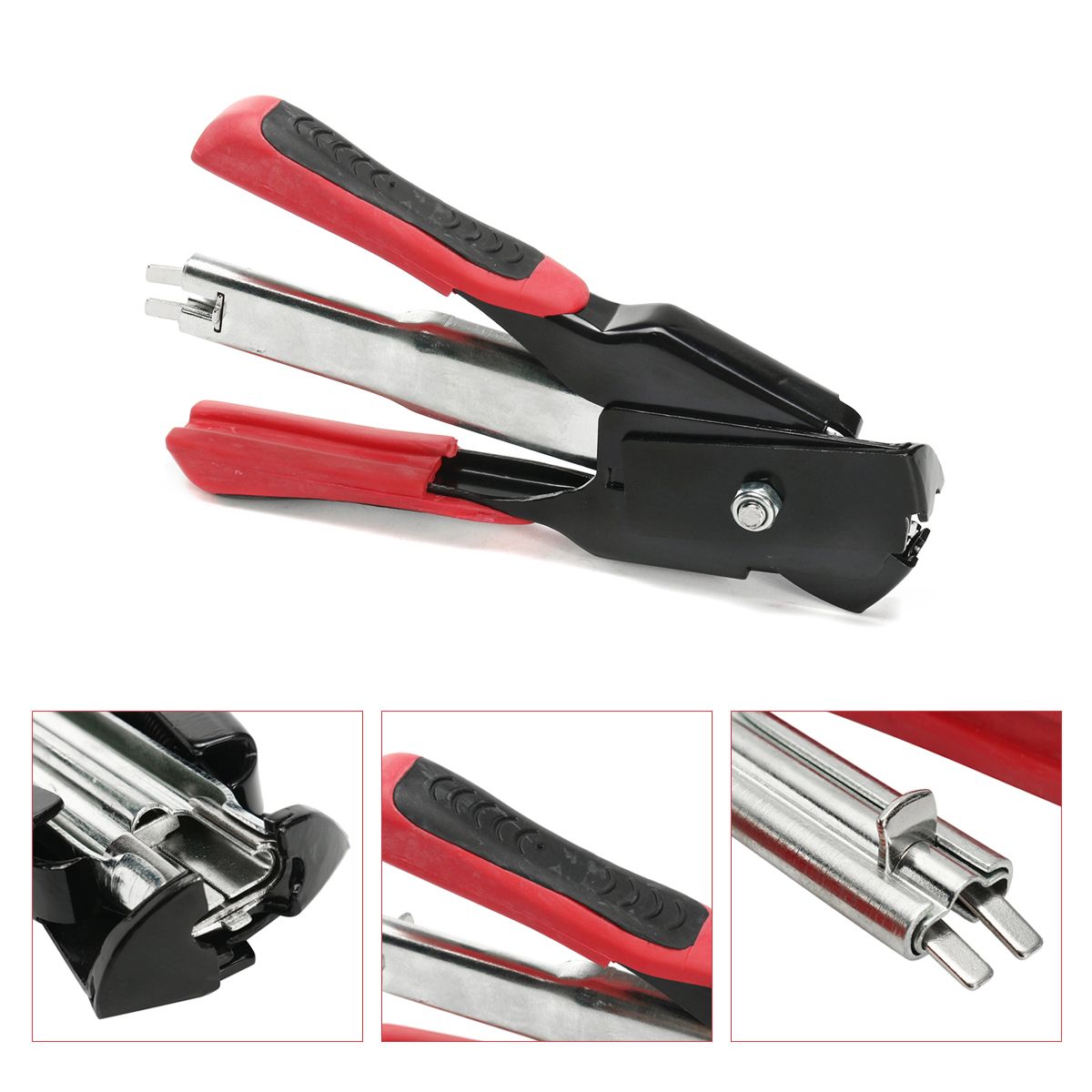 Hog-Ring-Pliers-With-2500-C-Clips-Spring-Loaded-Fastening-Cage-Clamp-Fences-1263032