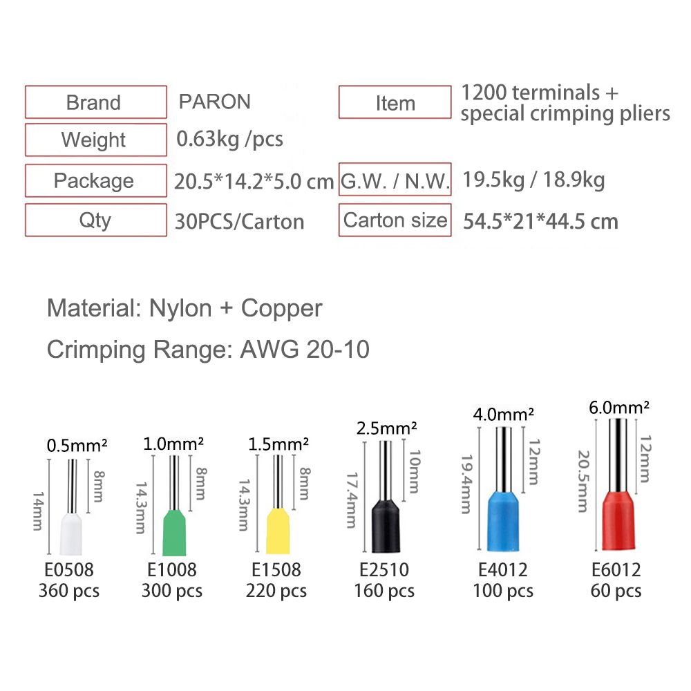 PARON-JX-1601-06T-AWG20-10-Crimper-Plier-Wire-Crimper-Tools-Kit-Ratchet-Plier-Hand-Tools-with-1200Pc-1585248