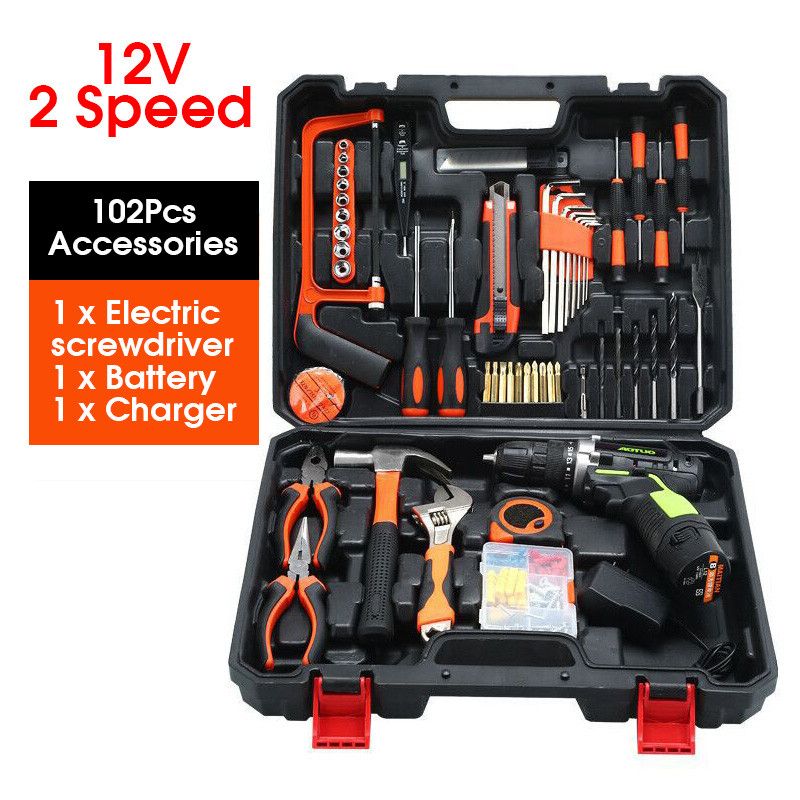 105Pcs-12V-Electric-Screwdriver-Drill-151-Gear-Double-Speed-LED-Rechargeable-with-Lithium-Battery-1522118