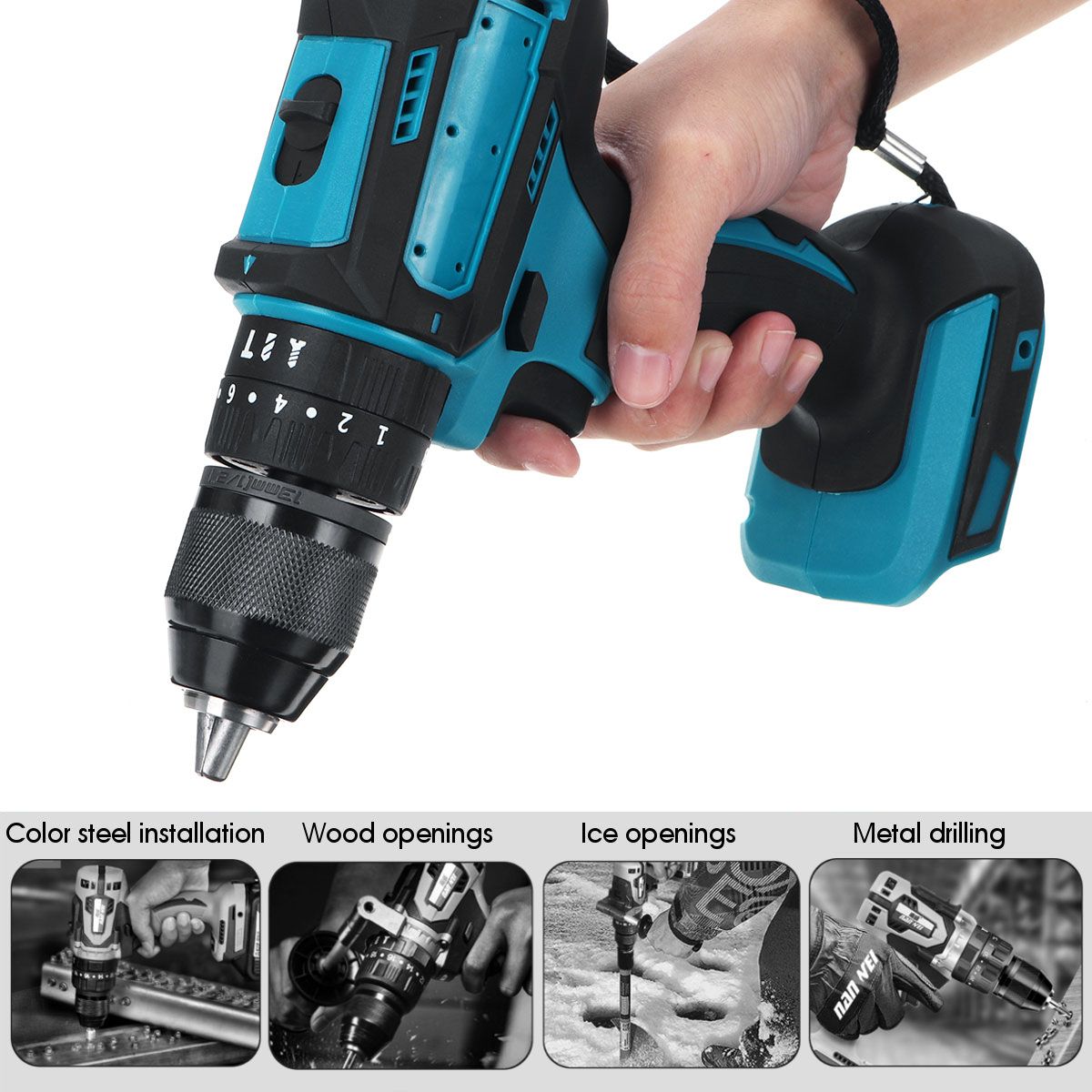 10mm-Chuck-Impact-Drill-350Nm-Cordless-Electric-Drill-For-Makita-18V-Battery-4000RPM-LED-Light-Power-1642853