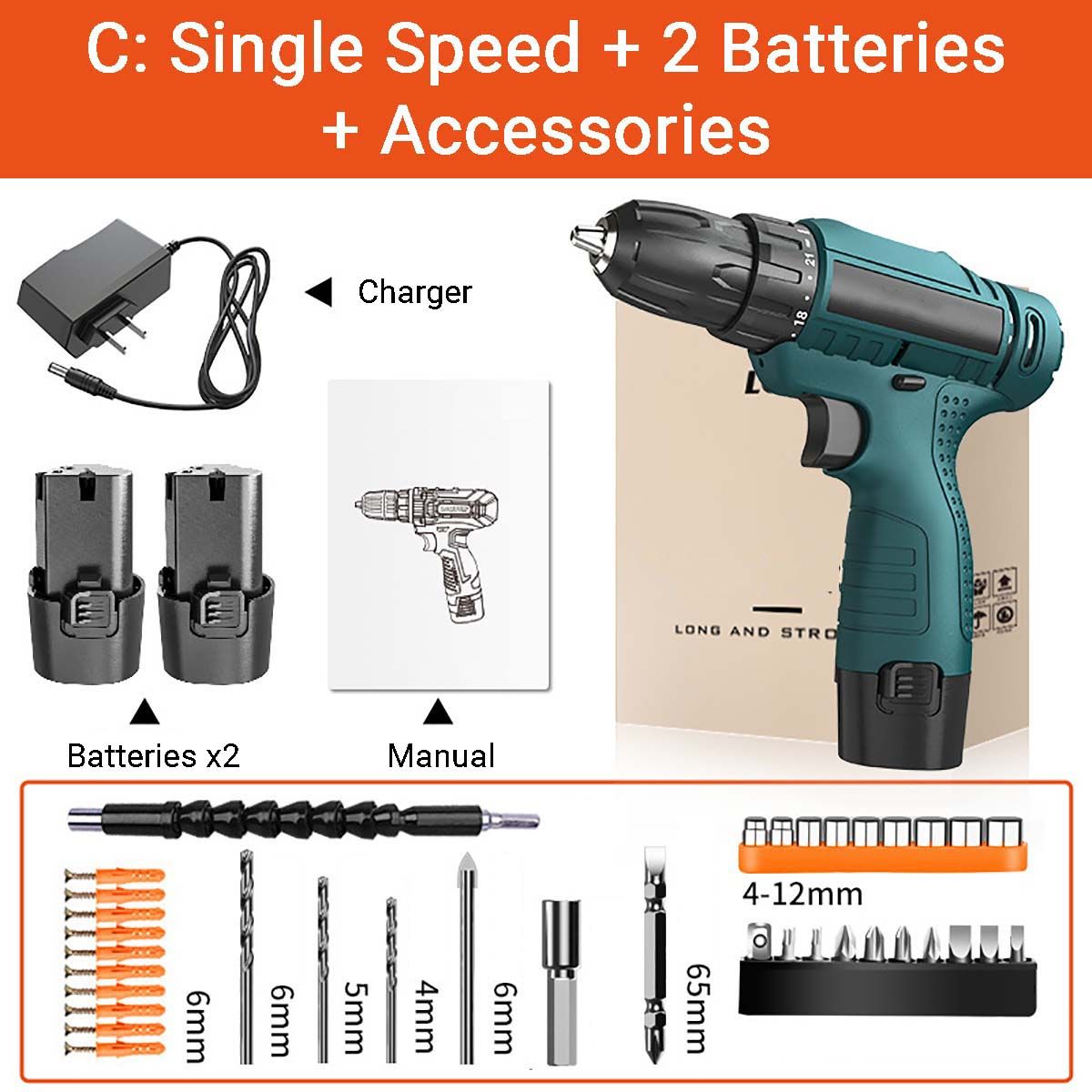 12V-1350RMP-Cordless-Drill-Driver-38-Keyless-Chuck-Impact-Drill-Set-Wall-Brick-Wood-Metal-Drilling-T-1752207