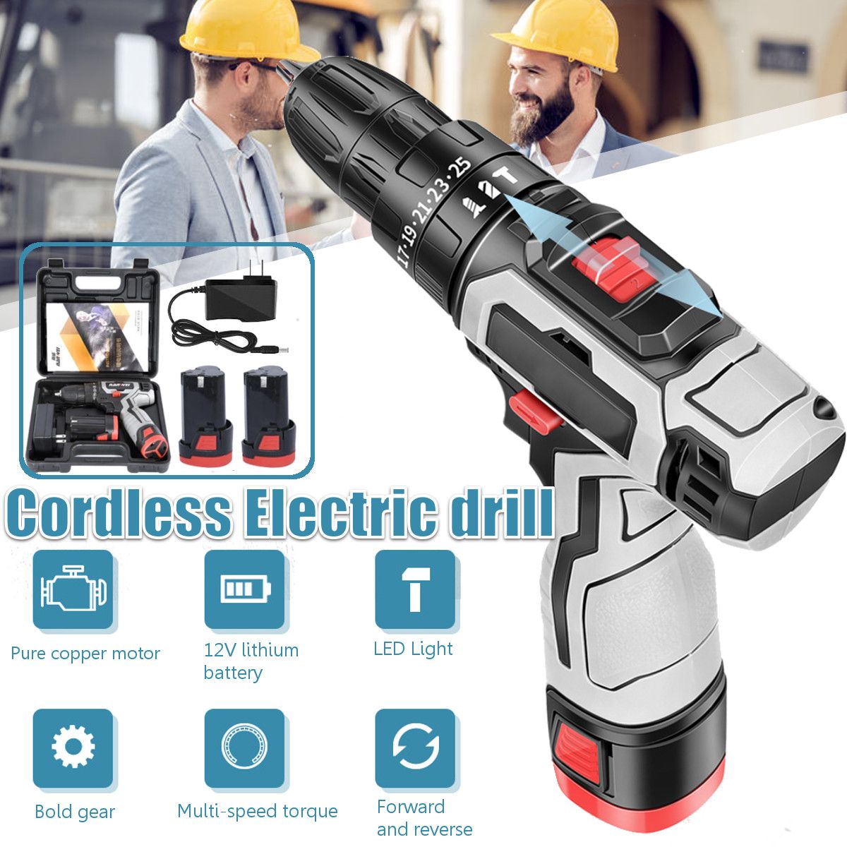 12V-1500mAH-25NM-Rechargeable-Cordless-Drill-2-Speeds-Electric-Screwdriver-Power-Tool-1736770