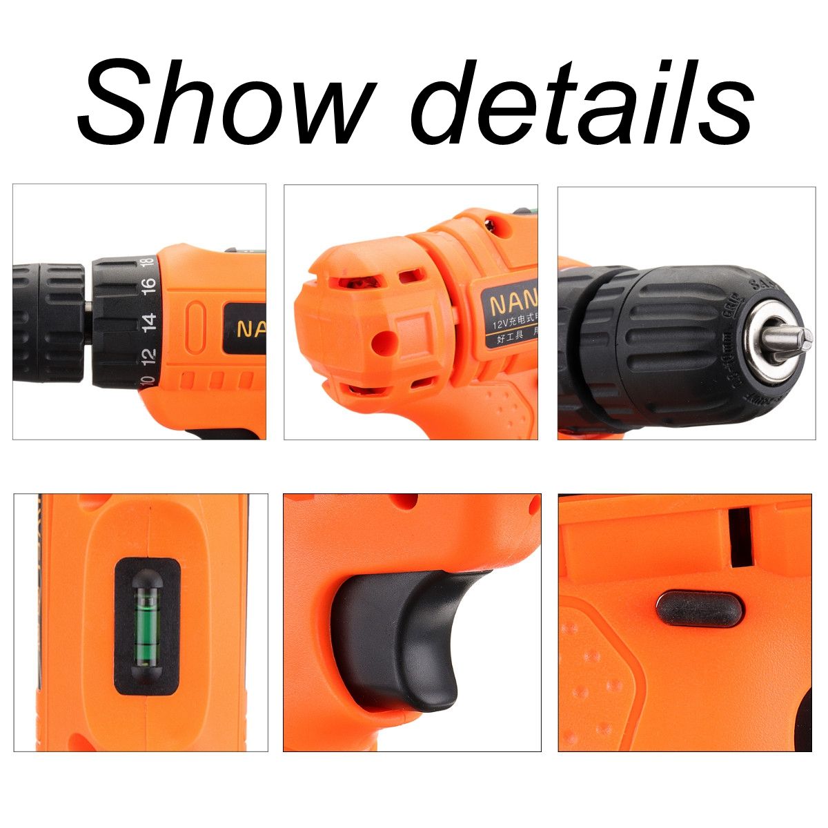 12V-18-Torque-Electric-Cordless-Drill-LED-Lighting-Rechargable-12-Li-Ion-Battery-Single-Speed-Power--1411909