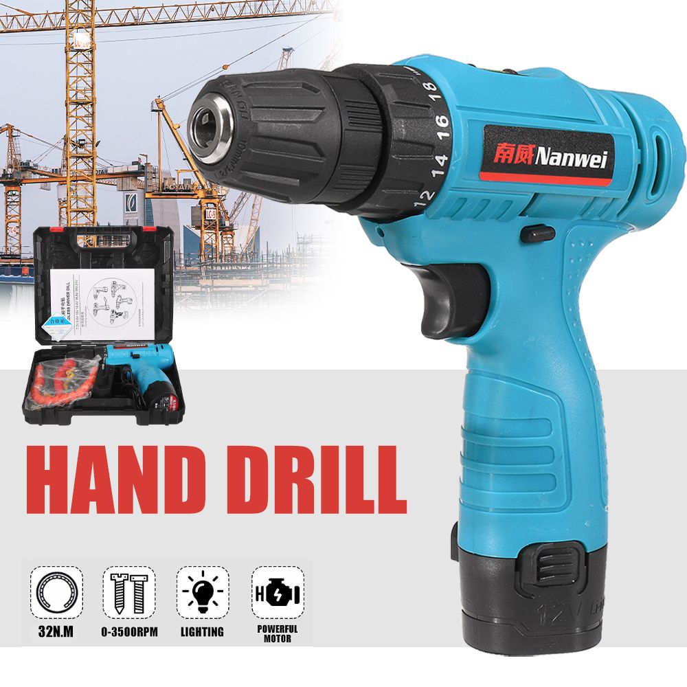 12V-Cordless-Drill-Set-Lithium-Rechargeable-Electric-Impact-Hand-Drill-Chuck--8-Drill-BitsBattery-1544926