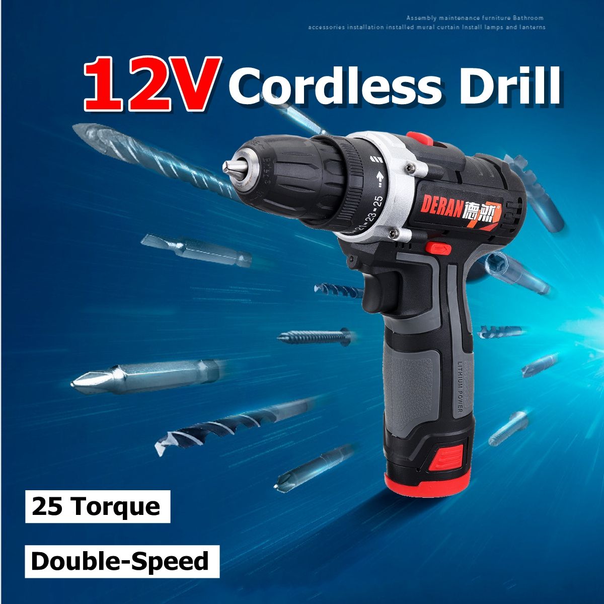 12V-Electric-Cordless-Power-Drill-Screwdriver-2-Speed-LED-Lighting-W-1or-2-Battery-1421394