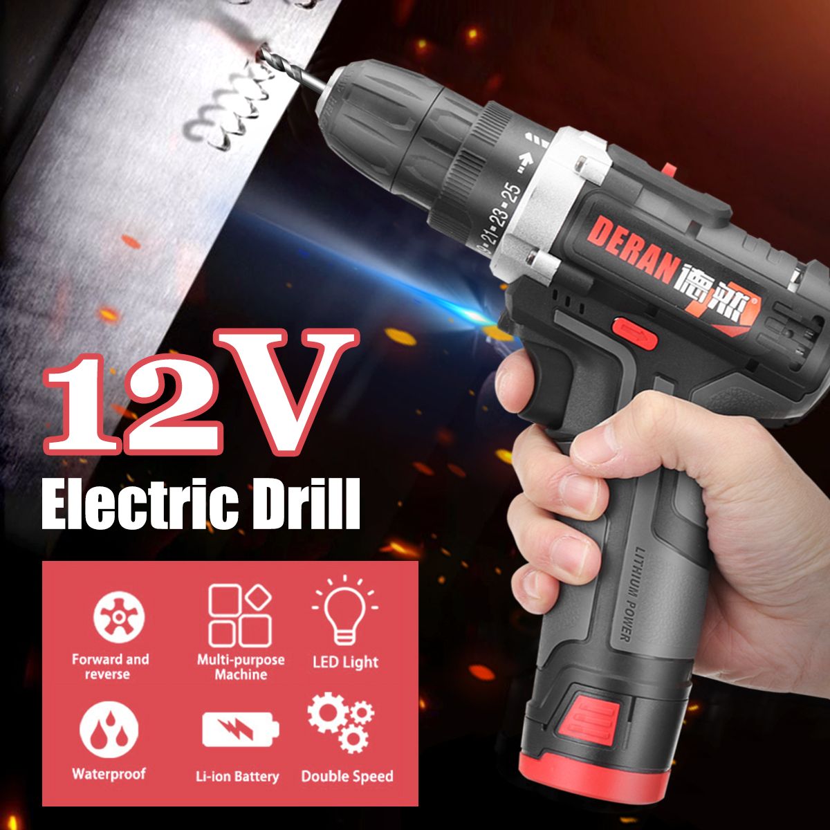 12V-Electric-Cordless-Power-Drill-Screwdriver-2-Speed-LED-Lighting-W-1or-2-Battery-1421394