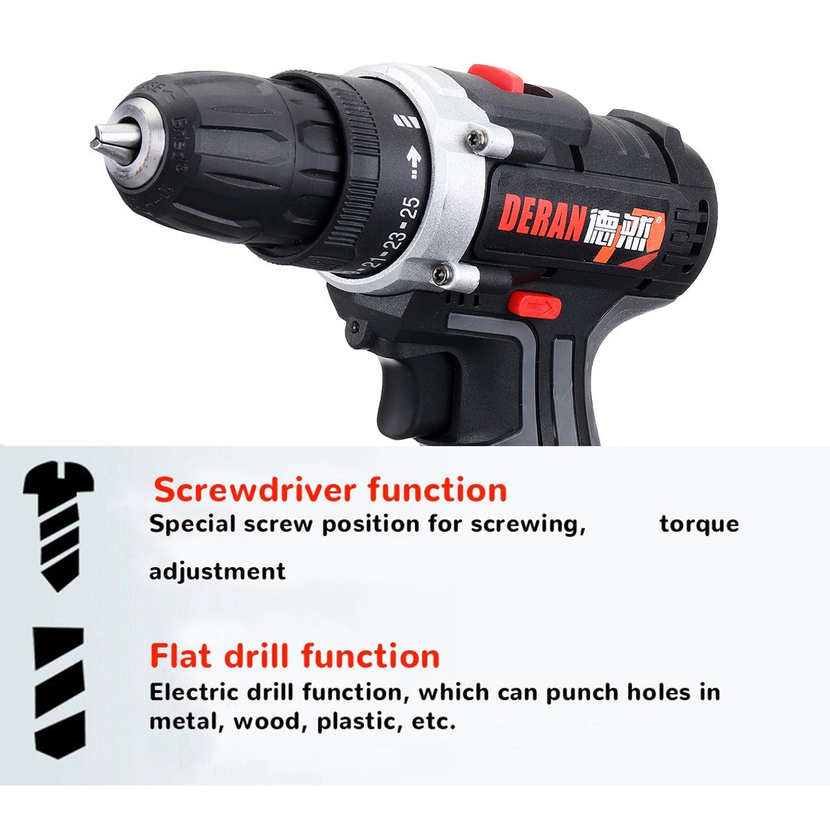 12V-Electric-Cordless-Power-Drill-Screwdriver-2-Speed-LED-Lighting-W-1or-2-Battery-1421394