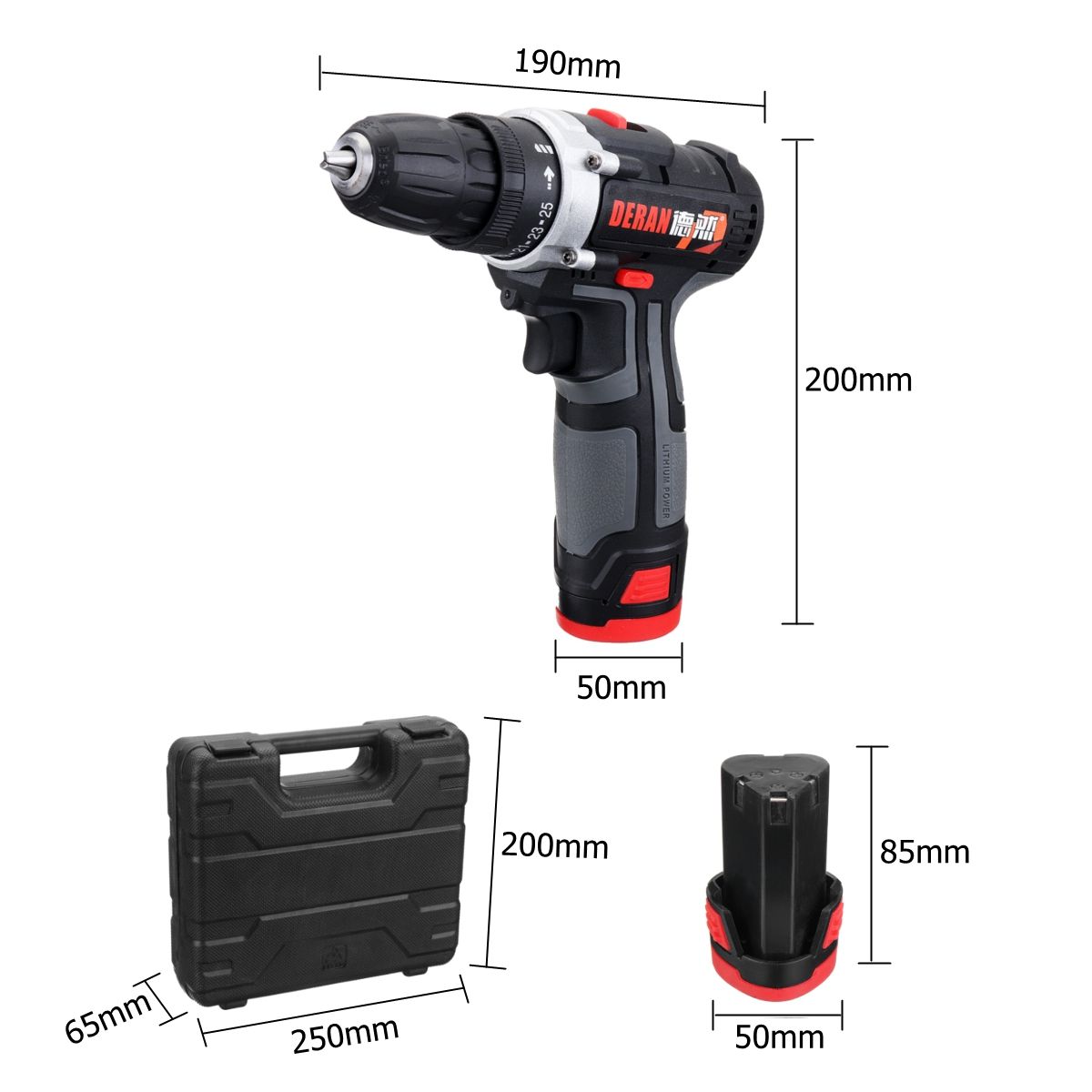 12V-Electric-Cordless-Power-Drill-Screwdriver-2-Speed-LED-Lighting-W-1or-2-Battery-1421394