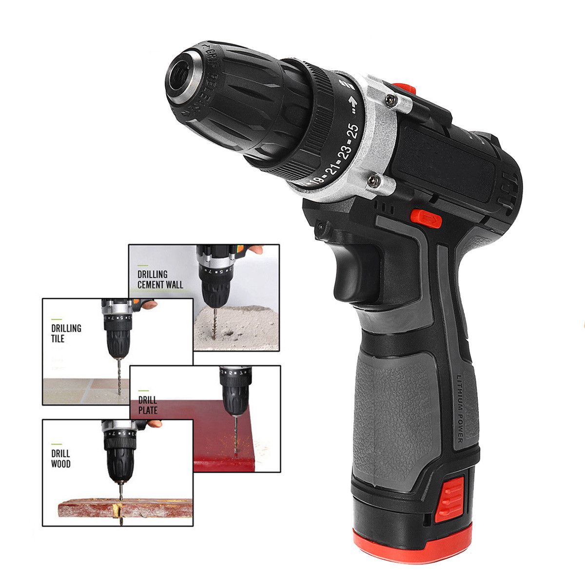 168V-Cordless-Drill-38quot-Keyless-Chuck-2-Speed-Electric-Screwdriver-Li-Ion-Battery-1492329