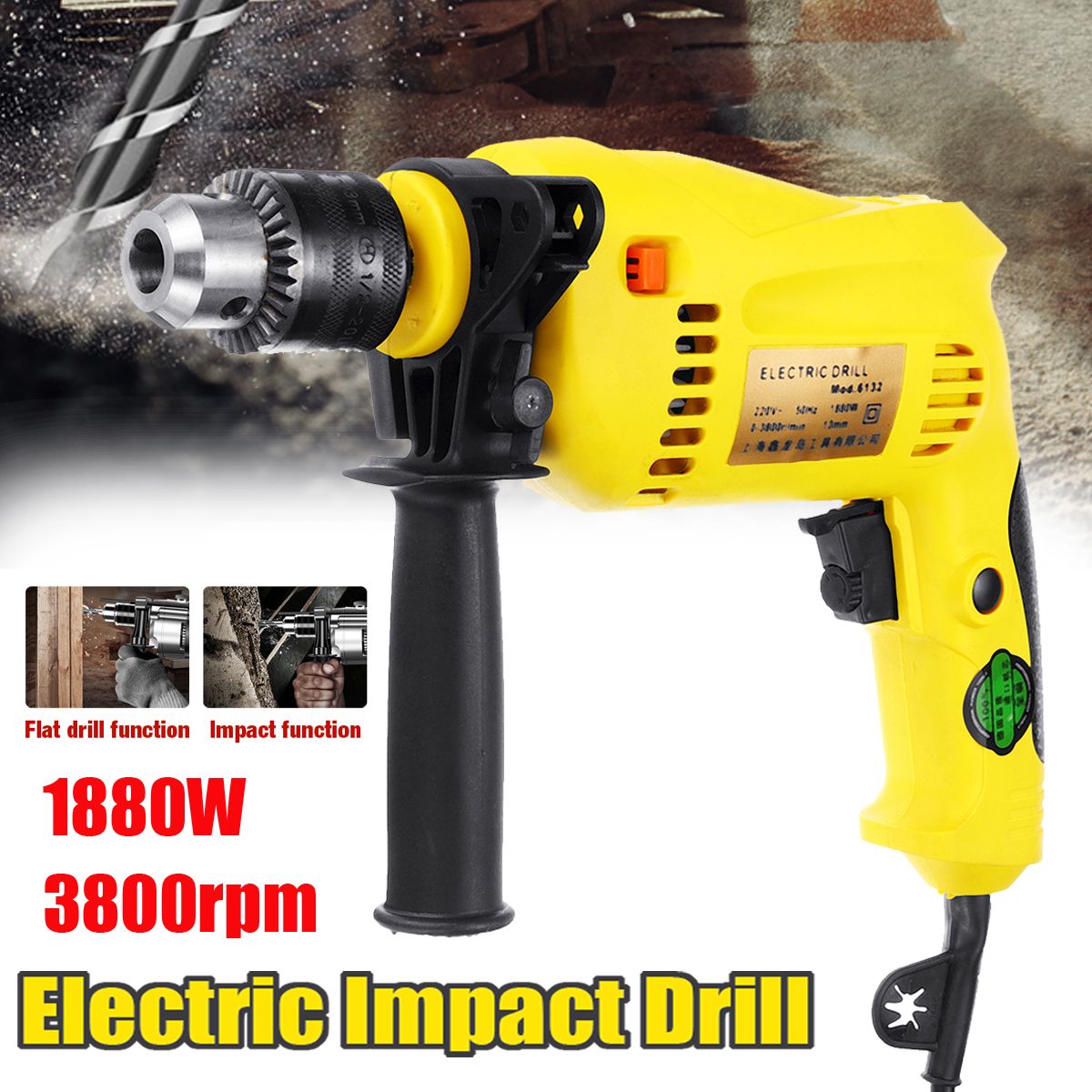 1880W-3800rpm-Electric-Impact-Drill-Wrench-13mm-Chuck-Brushless-Motor-Power-Tools-1529030