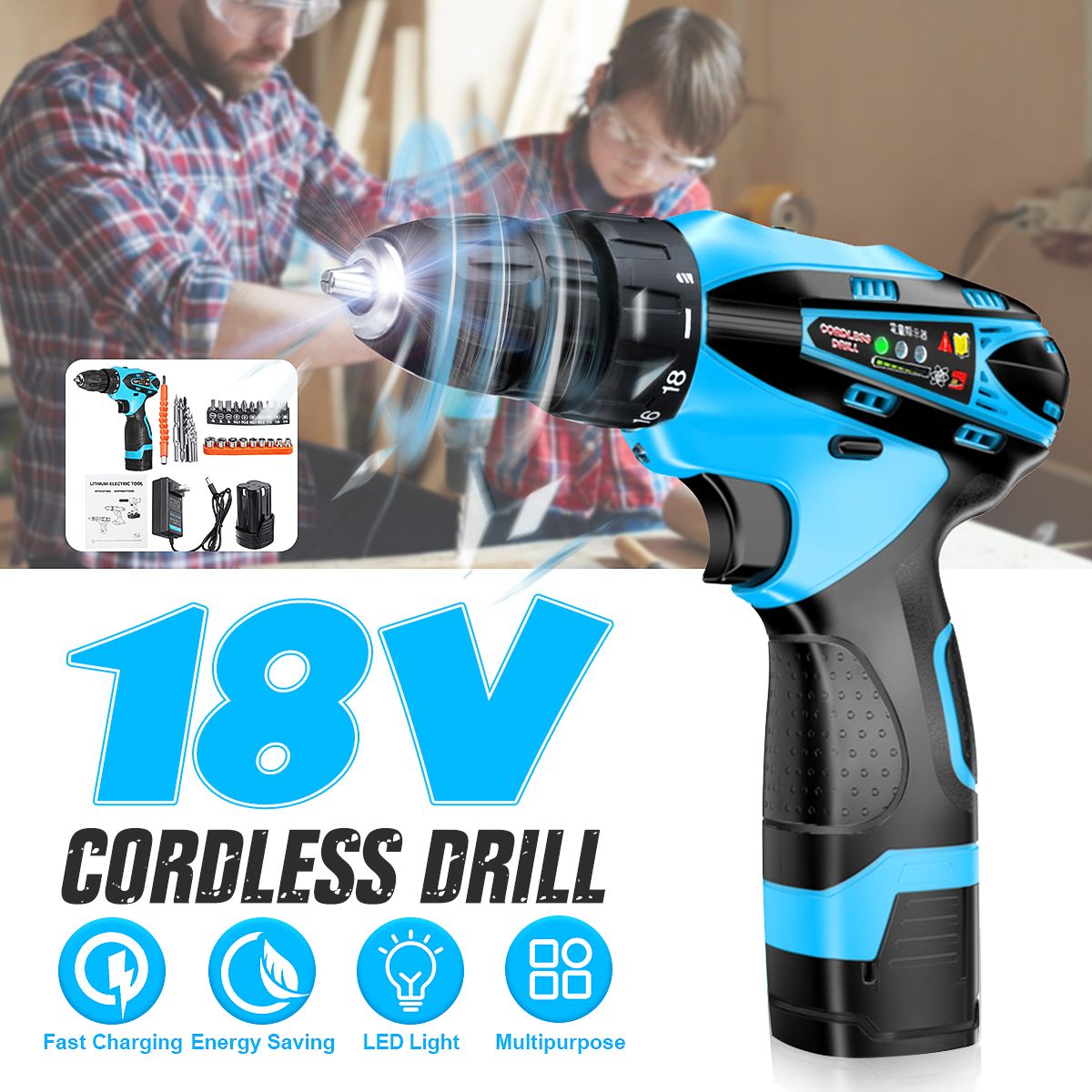 18V-Cordless-Power-Drill-2-Speed-Electric-Screwdriver-Repair-Tools-Kit-W-2-Pcs-Li-ion-Battery-1555801