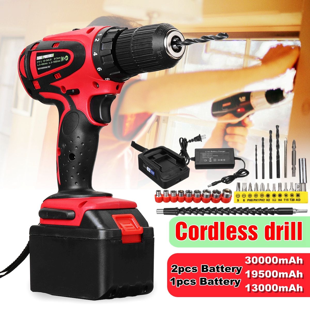 18V-Rechargeable-Cordless-Power-Impact-Drills-Electric-Drill-OneTwo-Battery-with-28Pcs-Accessories-1390836