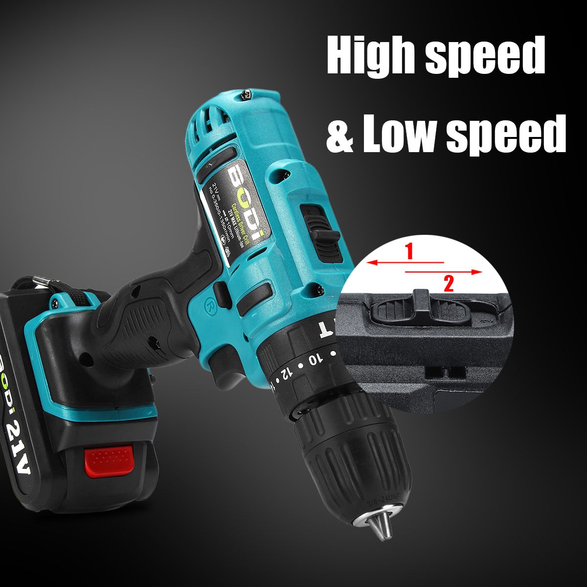 21V-2-Speed-Electric-Cordless-Power-Drills-Kit-38quot-Driver-Screwdriver-W-1or-2-Battery-1421345
