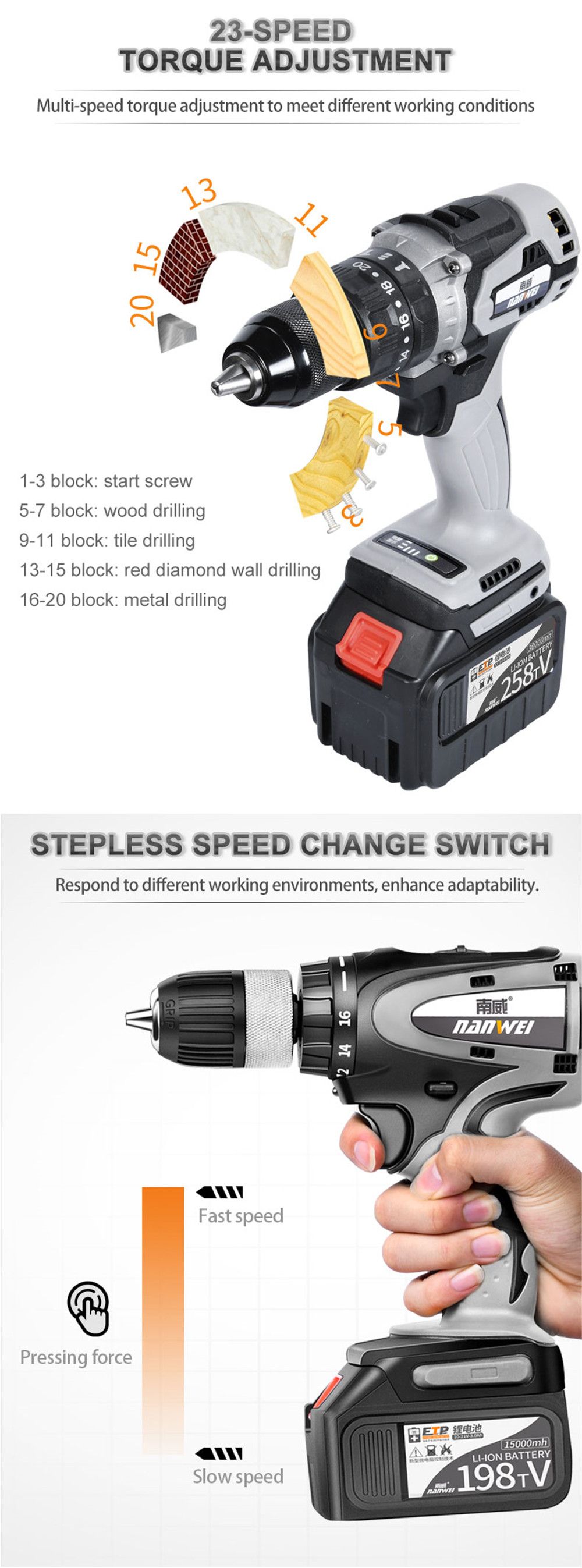 21V-2-Speed-Power-Drill-Nanwei-Lithium-Ion-Battery-Screwdriver-Electric-Cordless--Impact-Drill-Tool--1748756