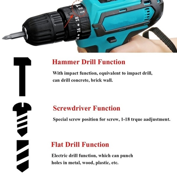 21V-Cordless-Electric-Drill-Rechargeable-Screwdriver-2-Speed-Woodworking-Tool-1672542