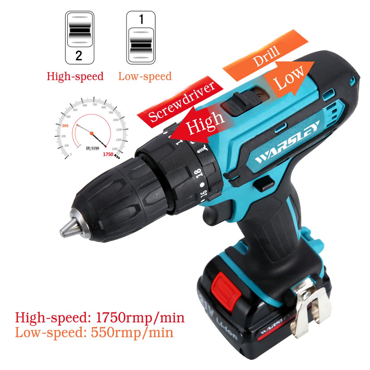 21V-Cordless-Impact-Power-Drill-Rechargeable-2-Speed-Electric-Screwdriver-Driver-with-2-Batteries-1366233