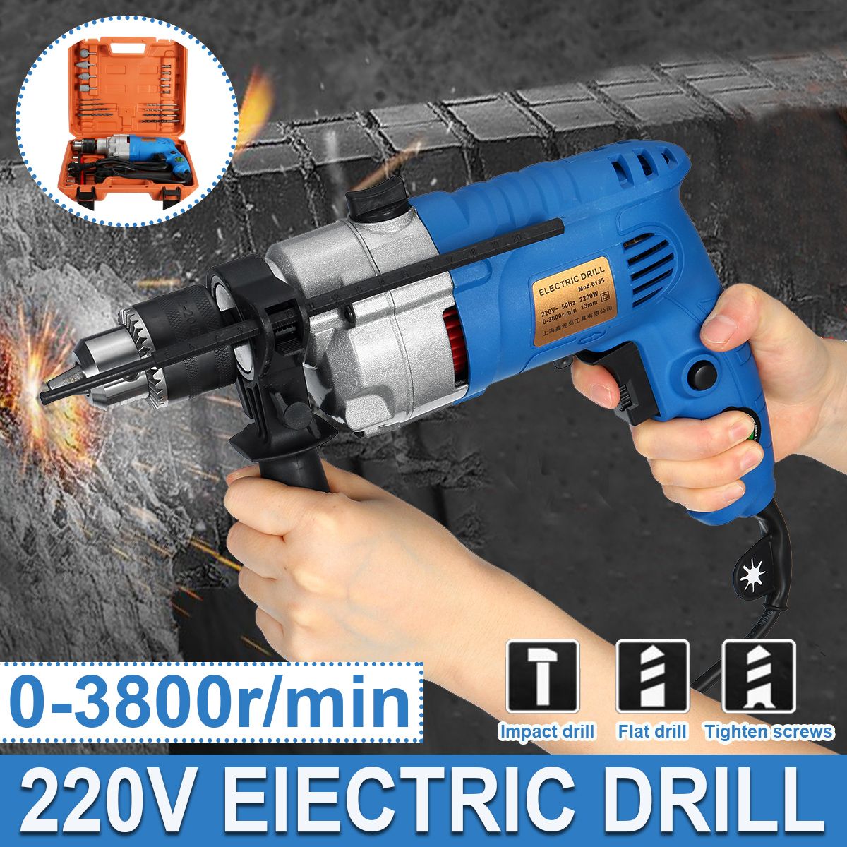 220V-2200W-Electric-Impact-Drill-Kit-Waterproof-Power-Drill-Household-13mm-Chuck-28Pcs-1764498