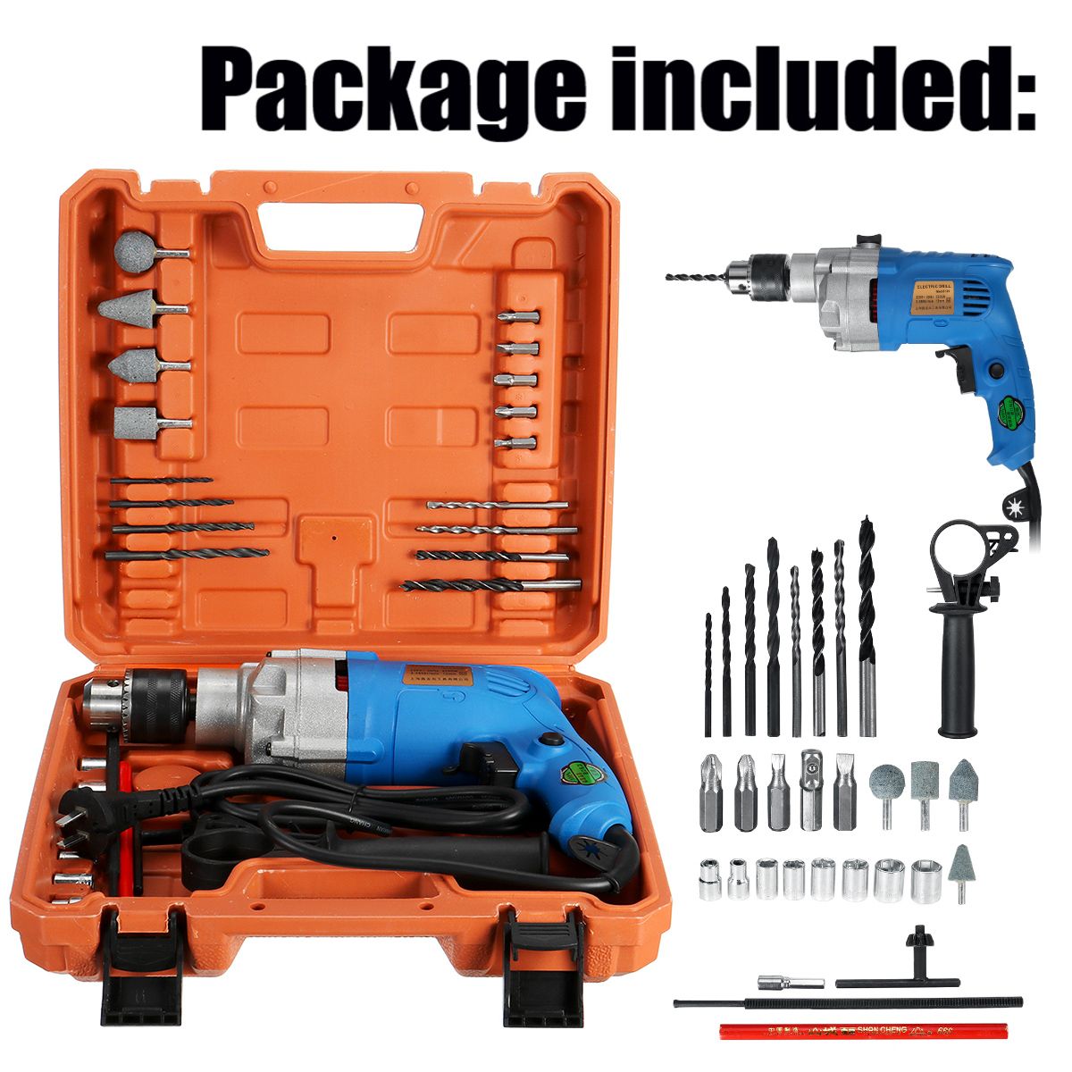 220V-2200W-Electric-Impact-Drill-Kit-Waterproof-Power-Drill-Household-13mm-Chuck-28Pcs-1764498