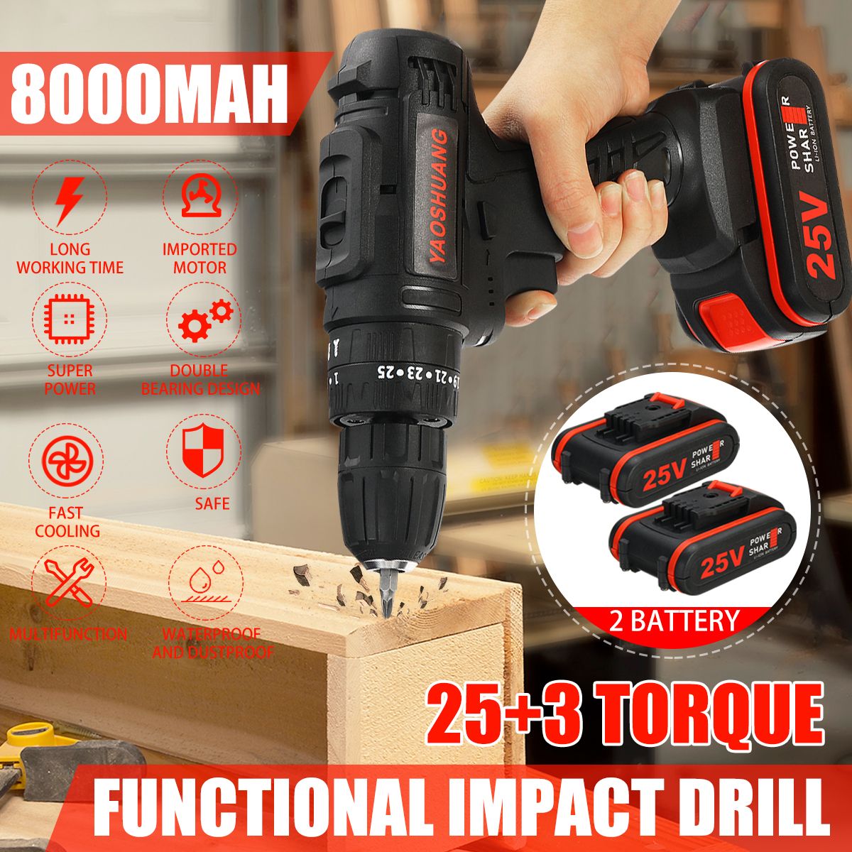 25V-38quot-Cordless-Rechargeable-Electric-Impact-Hammer-Screwdriver-Drill-2-Battery-1632691