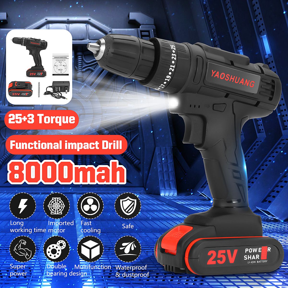 25V-38quot-Cordless-Rechargeable-Electric-Impact-Hammer-Screwdriver-Drill-Power-with-1-Battery-1632689