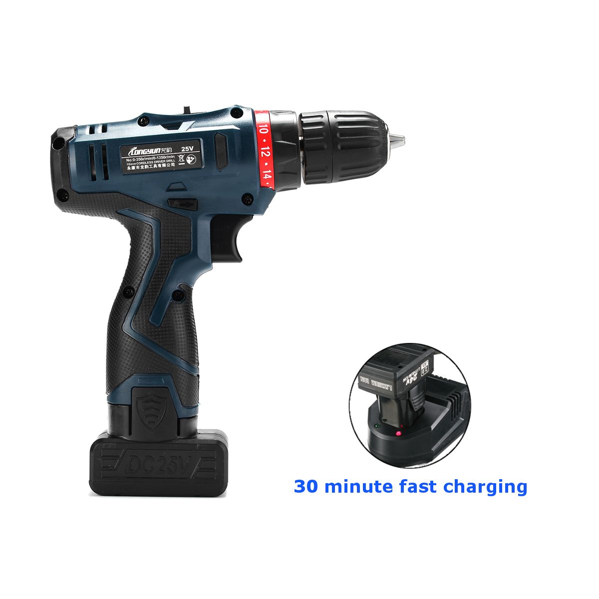 25V-Li-Ion-Cordless-Electric-Hammer-Power-Drill-Driver-Hand-Kit-2-Speed-LED-Waterproof-1248611